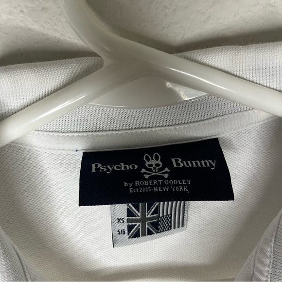 PsychoBunny white polo shirt with bunny accent size xsmall 5/6 - Picture 4 of 12